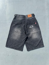 平成标志水钻牛仔短裤