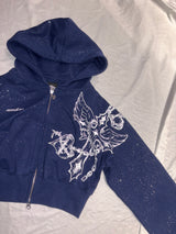 9090girl × umbro Cross Logo Glitter Zip Hoodie