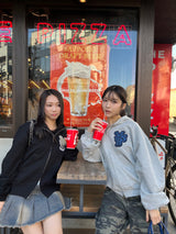 back logo appliqué zip hoodie