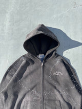 子弹标志水钻拉链连帽衫