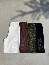 yung logo rhinestone sweat jorts