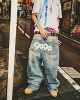 9090 OG Logo Painted Denim Pants