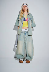 King Logo Vintage Denim S/S Shirt