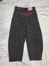 Ninety Girl Logo Glitter Buggy Denim Pants