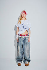 King Logo Buggy Denim Pants