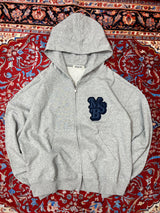 back logo appliqué zip hoodie