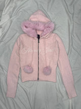 Fur Hooded Zip-Up Knit