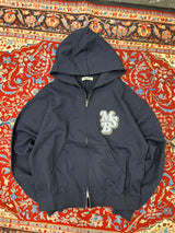 back logo appliqué zip hoodie