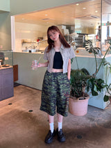 yung logo rhinestone sweat jorts