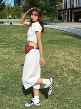 yung logo rhinestone sweat jorts