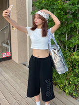 yung 로고 라인스톤 핏 티