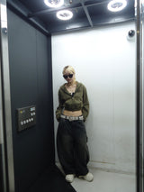 國王徽標樁縫製的拉鍊連帽衫(裁剪)