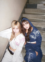 9090girl × umbro Cross Logo Glitter Zip Hoodie