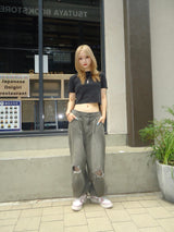 Studs Damage Buggy Denim