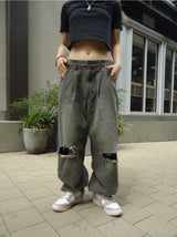 Studs Damage Buggy Denim