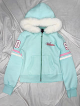 Waist-Defined Fur Zip Hoodie