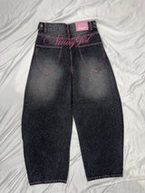 Ninety Girl Logo Glitter Buggy Denim Pants
