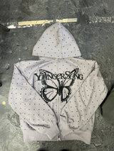 正面蝴蝶標誌拉鍊連帽衫