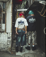 平成标志水钻牛仔短裤