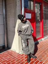 9090 OG徽標緞面Crewneck汗水(輕)