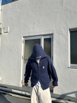 이중 지퍼 니트 까마귀