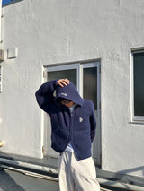 이중 지퍼 니트 까마귀