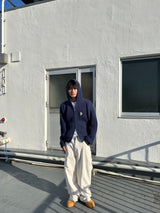 이중 지퍼 니트 까마귀