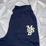 chain embroidery glitter sweat pants