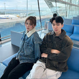 circle denim boa blouson