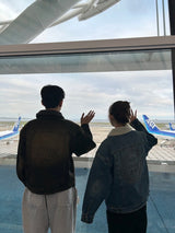 circle denim boa blouson