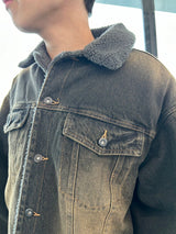 circle denim boa blouson