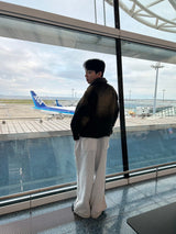 circle denim boa blouson