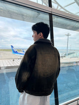 circle denim boa blouson