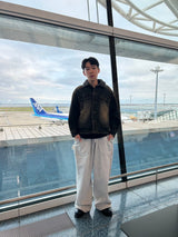 circle denim boa blouson