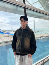 circle denim boa blouson