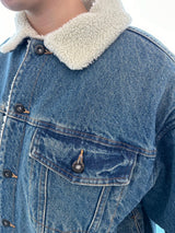 circle denim boa blouson