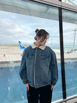 circle denim boa blouson