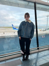 circle denim boa blouson