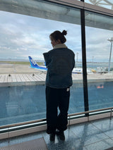 circle denim boa blouson