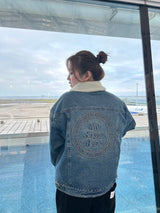 circle denim boa blouson