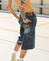 genzai Chain Baggy Denim Half Pants