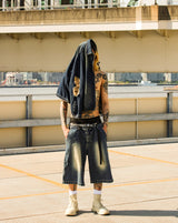 genzai Chain Baggy Denim Half Pants