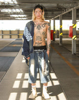 genzai Chain Baggy Denim Half Pants