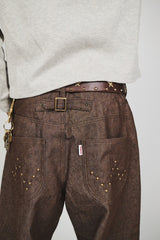 leopard straight denim pants