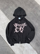 正面蝴蝶標誌拉鍊連帽衫