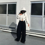 國王徽標樁縫製的拉鍊連帽衫(裁剪)