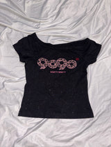 OG Logo Off Shoulder Glitter Tee