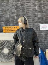 Tagging Logo Vintage Leather Jacket