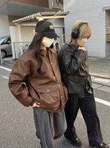 Tagging Logo Vintage Leather Jacket