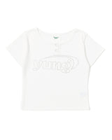 yung logo rhinestone fit thermal henley short-sleeve tee
